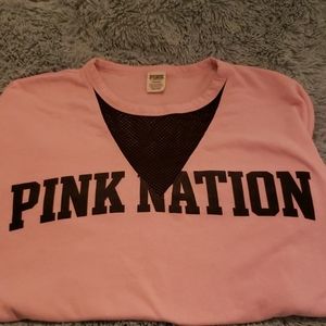 Pink nation mesh insert sweatshirt